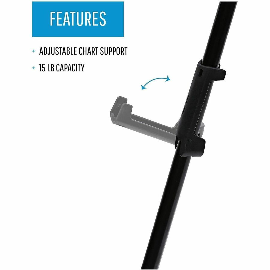 Lorell Presentation Easel, 20 lb Load Capacity, Aluminum, Steel, Metal, Black (LLR43027)