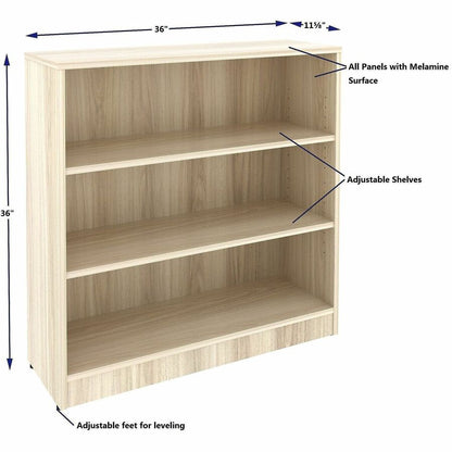 Lorell Sturdy 3-Shelf Bookcase, Modern Elm (LLR66340)
