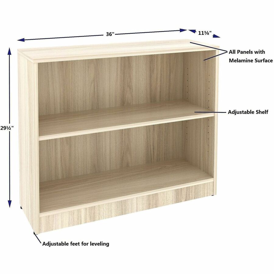 Lorell Sturdy 2-Shelf Bookcase, Modern Elm (LLR66339)