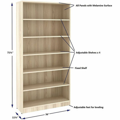 Lorell Sturdy 6-Shelf Bookcase, Modern Elm (LLR66343)