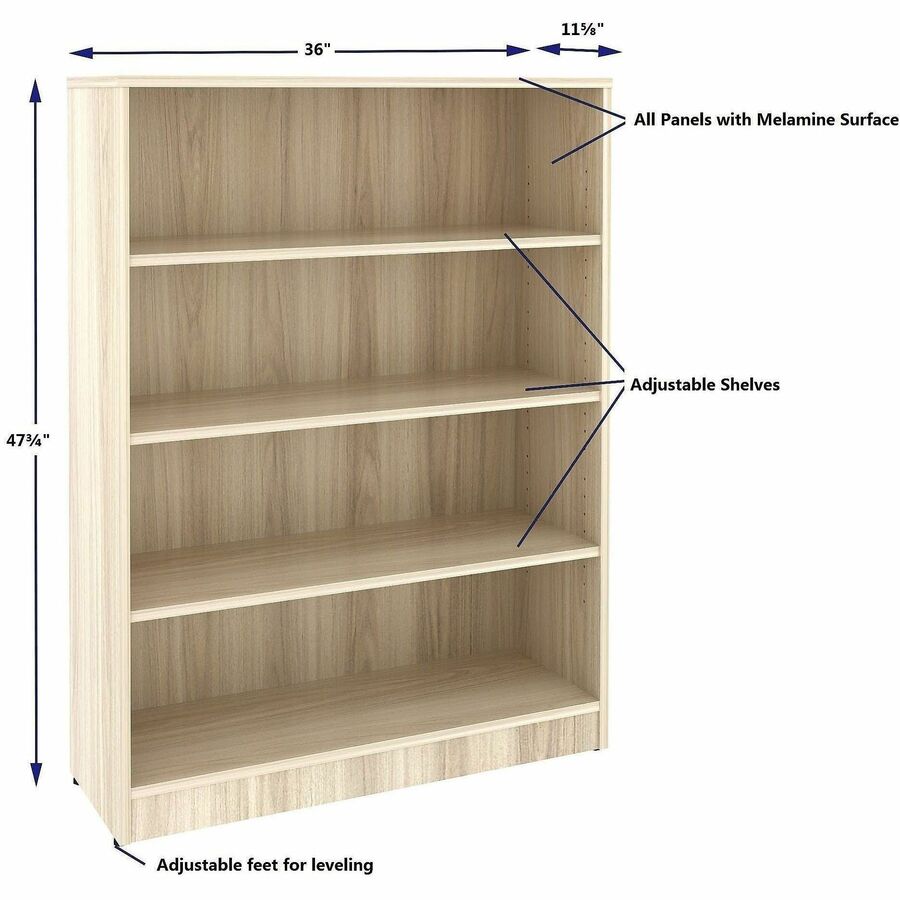 Lorell Sturdy 4-Shelf Bookcase, Modern Elm (LLR66341)