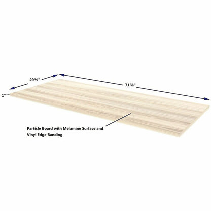 Lorell Multi-Purpose Tabletop, Laminated Rectangle Top, 30" w x 72" d x 1" Thickness, 1" h, Modern Elm (LLR66350)