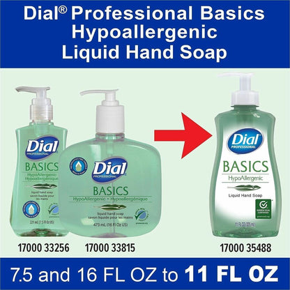 Dial Professional Basics Hypoallergenic Liquid Hand Soap, Floral Scent, 11 fl oz (DIA35488EA)