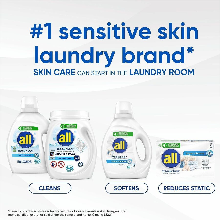 all Free Clear Liquid Laundry Detergent,, 118 fl oz (3.7 quart) (DIA47463EA)