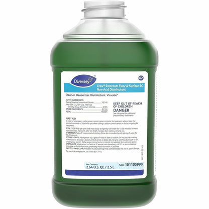 Diversey Crew Restroom Disinfectant Cleaner, 84.5 fl oz, 6 to 8 pH, Fresh Scent, 2/Carton (DVO101105998)