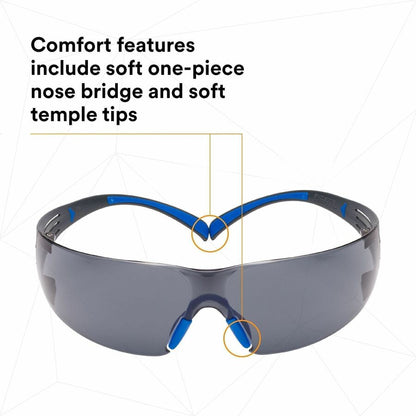 3M SecureFit Protective Eyewear, Gray Frame (MMMSF402SGAFBLU)