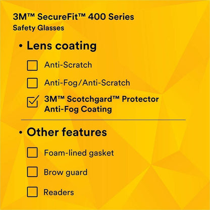 3M SecureFit Protective Eyewear, Gray Frame (MMMSF402SGAFBLU)