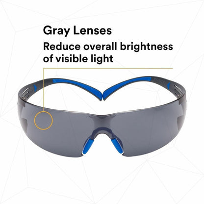 3M SecureFit Protective Eyewear, Gray Frame (MMMSF402SGAFBLU)