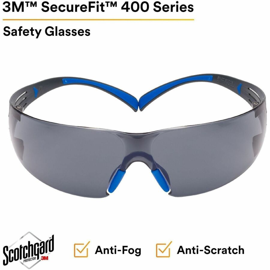 3M SecureFit Protective Eyewear, Gray Frame (MMMSF402SGAFBLU)
