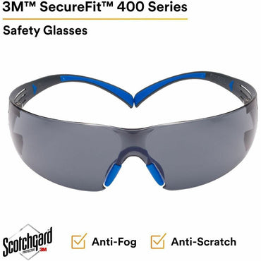 3M SecureFit Protective Eyewear, Gray Frame (MMMSF402SGAFBLU)
