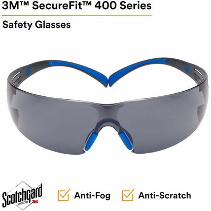 3M SecureFit Protective Eyewear, Gray Frame (MMMSF402SGAFBLU)