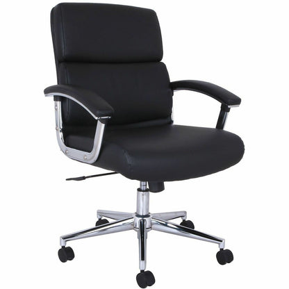 Lorell Vuelo Modern Mid-Back Bonded-Leather Office Chair, Black (LLR20028)