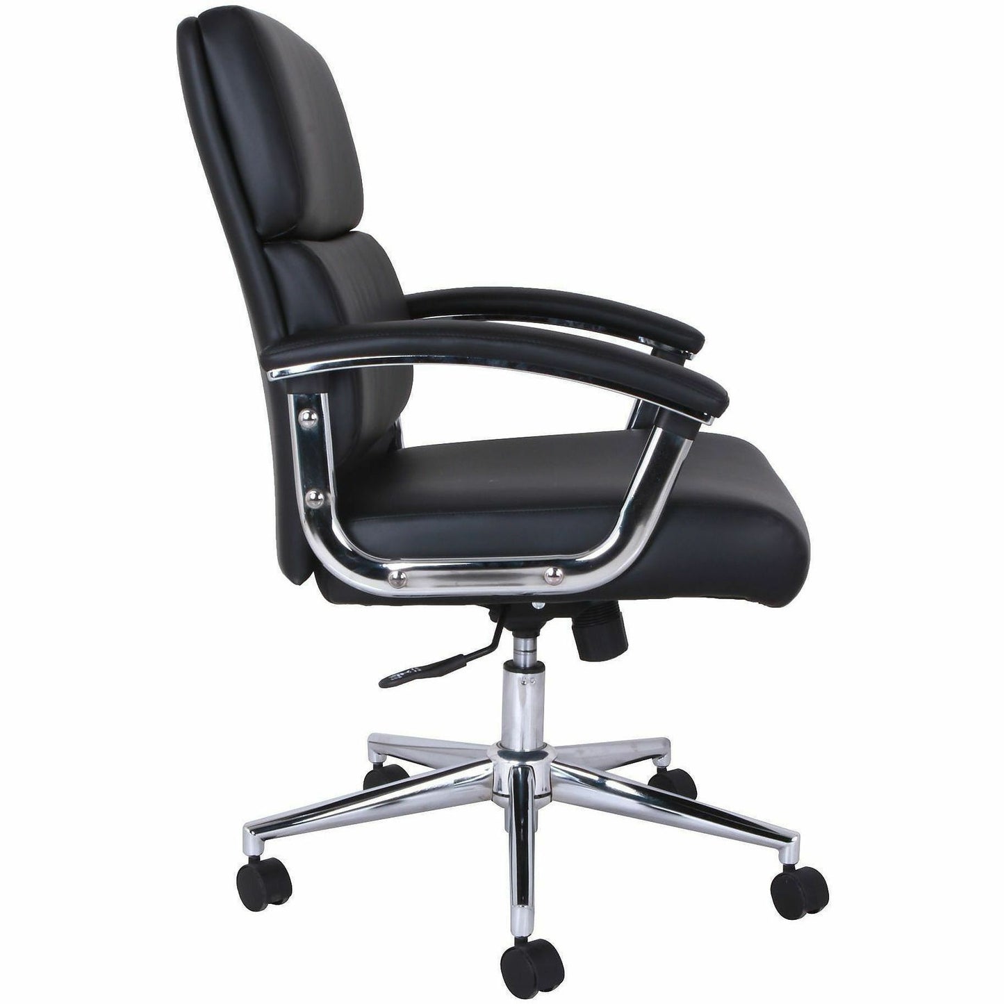 Lorell Vuelo Modern Mid-Back Bonded-Leather Office Chair, Black (LLR20028)