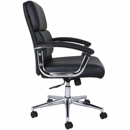 Lorell Vuelo Modern Mid-Back Bonded-Leather Office Chair, Black (LLR20028)