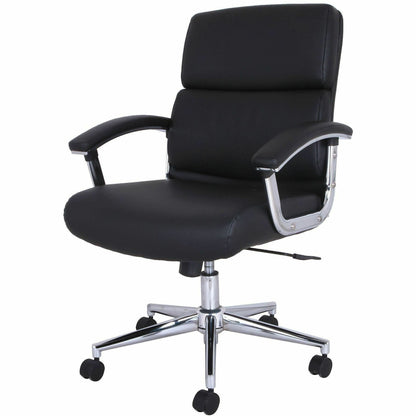 Lorell Vuelo Modern Mid-Back Bonded-Leather Office Chair, Black (LLR20028)