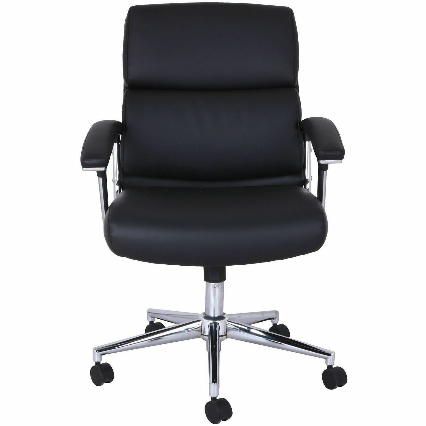 Lorell Vuelo Modern Mid-Back Bonded-Leather Office Chair, Black (LLR20028)