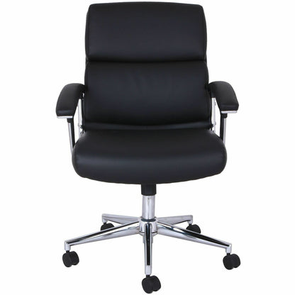Lorell Vuelo Modern Mid-Back Bonded-Leather Office Chair, Black (LLR20028)