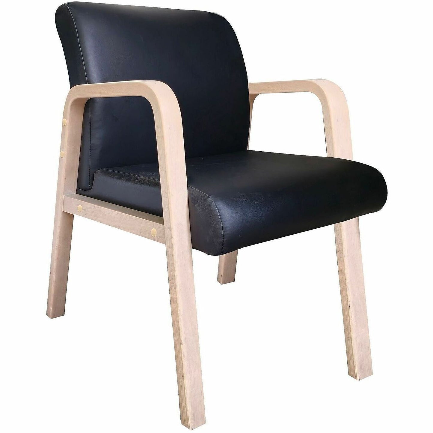 Lorell Solid Wood Frame Guest Chair w/Armrest, Black, Modern Elm, Bonded Leather (LLR40214)