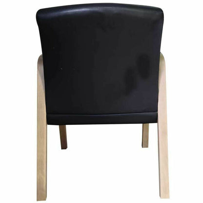 Lorell Solid Wood Frame Guest Chair w/Armrest, Black, Modern Elm, Bonded Leather (LLR40214)