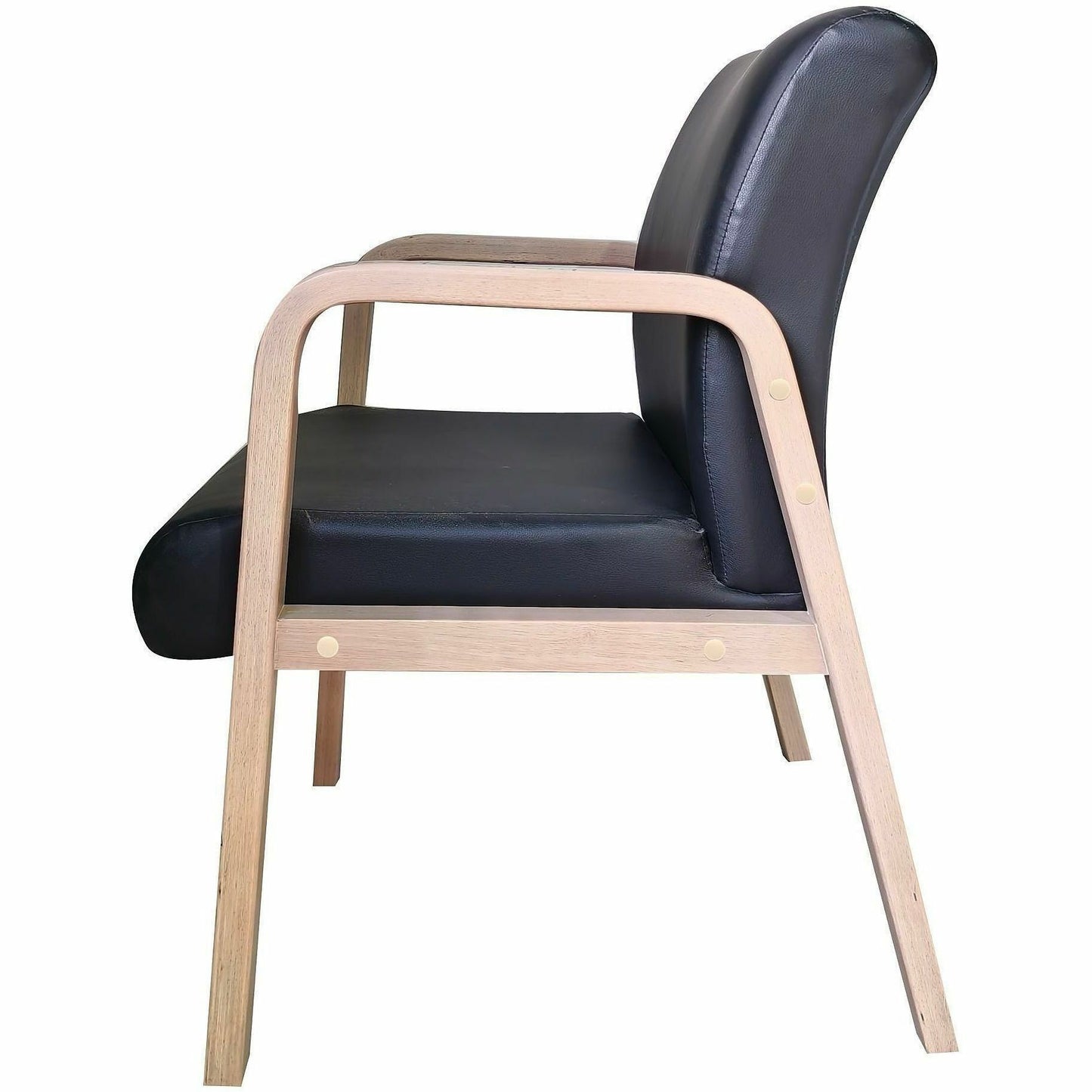 Lorell Solid Wood Frame Guest Chair w/Armrest, Black, Modern Elm, Bonded Leather (LLR40214)