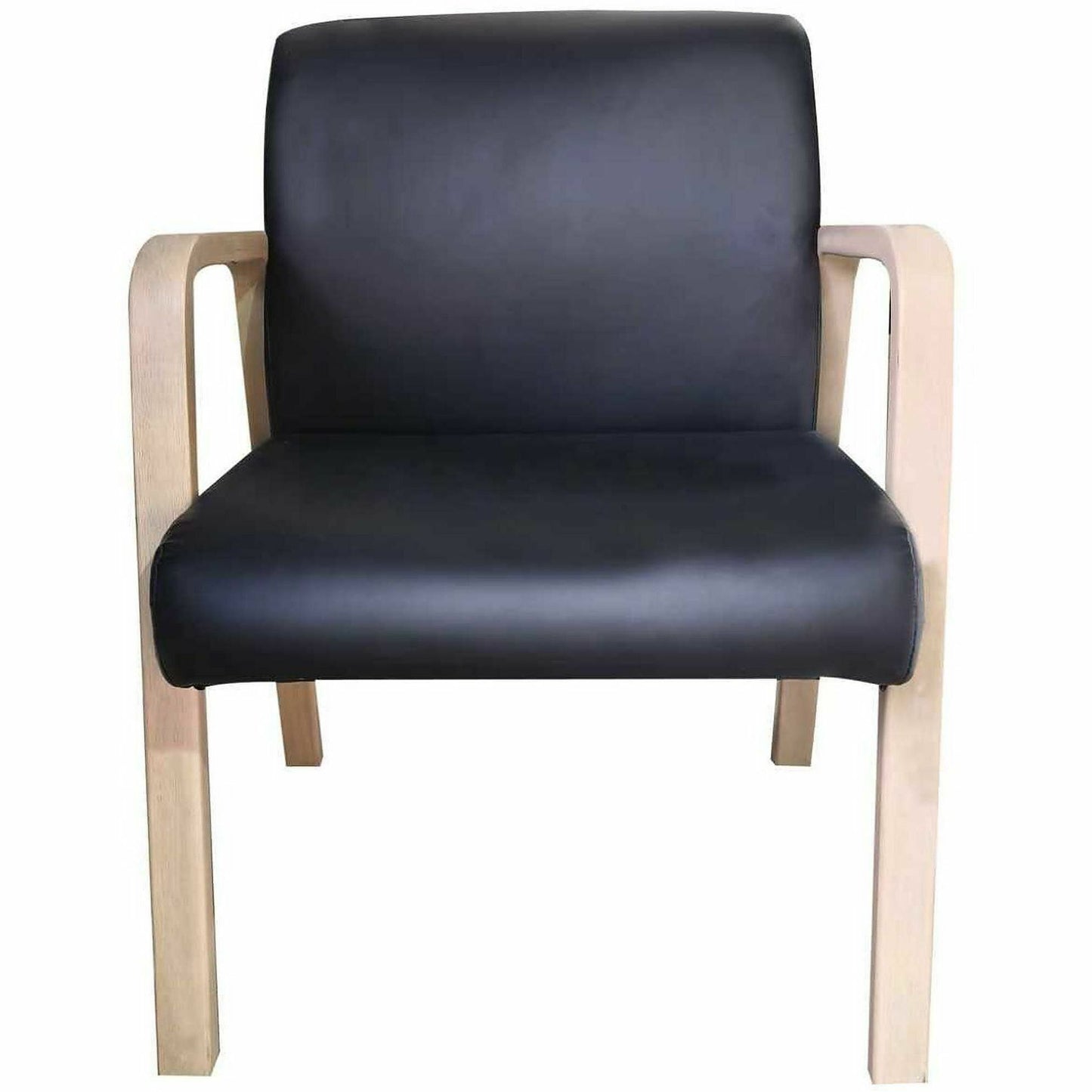 Lorell Solid Wood Frame Guest Chair w/Armrest, Black, Modern Elm, Bonded Leather (LLR40214)