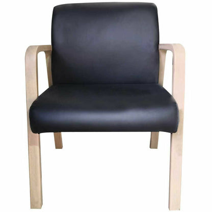 Lorell Solid Wood Frame Guest Chair w/Armrest, Black, Modern Elm, Bonded Leather (LLR40214)