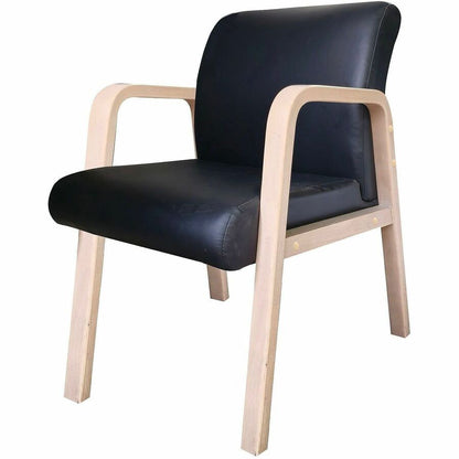 Lorell Solid Wood Frame Guest Chair w/Armrest, Black, Modern Elm, Bonded Leather (LLR40214)