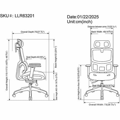 Lorell Ripley All-Mesh High-Back Chair with Articulating Lumbar Support, Gray (LLR63201)