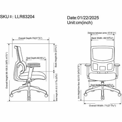 Lorell Ripley Mid Mesh-Back Chair with Articulating Lumbar Support, Black (LLR63204)