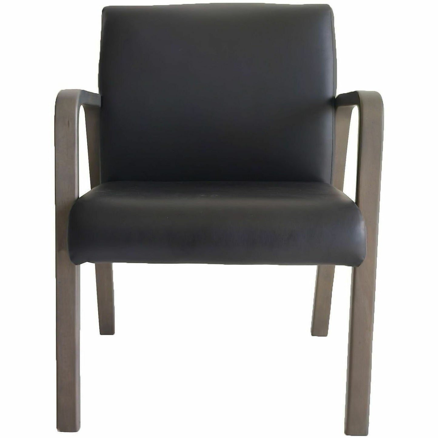 Lorell Solid Wood Frame Guest Chair w/Armrest, Black, Weathered Charcoal, Bonded Leather (LLR40213)
