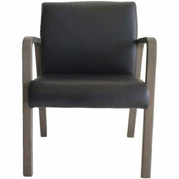 Lorell Solid Wood Frame Guest Chair w/Armrest, Black, Weathered Charcoal, Bonded Leather (LLR40213)