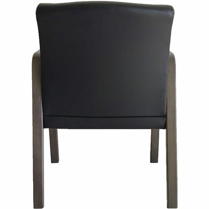 Lorell Solid Wood Frame Guest Chair w/Armrest, Black, Weathered Charcoal, Bonded Leather (LLR40213)