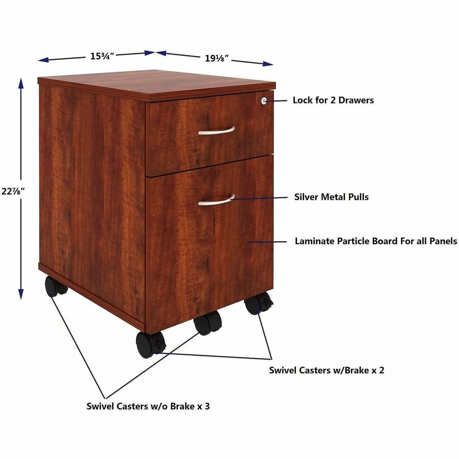 Lorell 2-Drawer Mobile File Cabinet, Cherry (LLR16239)