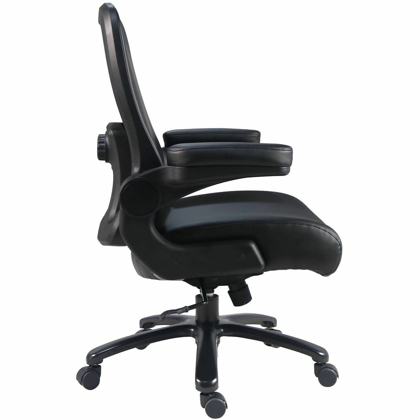 Lorell Big & Tall Flip Arm Chair, Black, Vinyl (LLR40221)