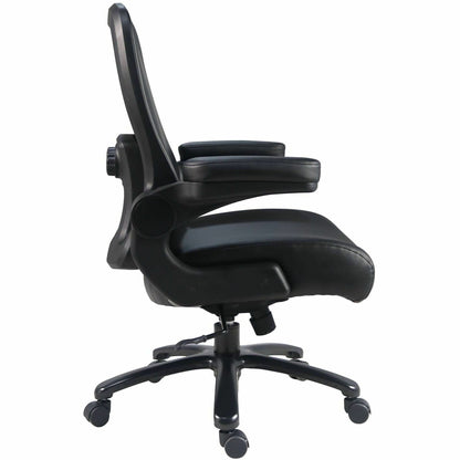 Lorell Big & Tall Flip Arm Chair, Black, Vinyl (LLR40221)