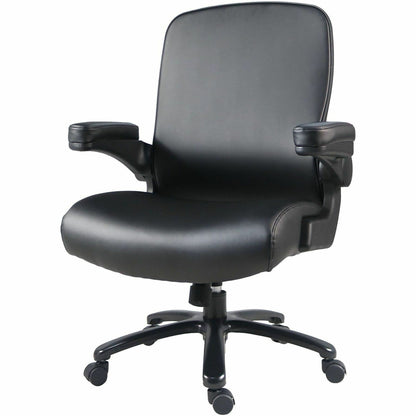 Lorell Big & Tall Flip Arm Chair, Black, Vinyl (LLR40221)
