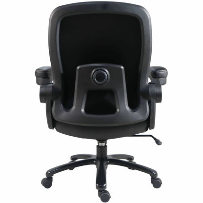 Lorell Big & Tall Flip Arm Chair, Black, Vinyl (LLR40221)