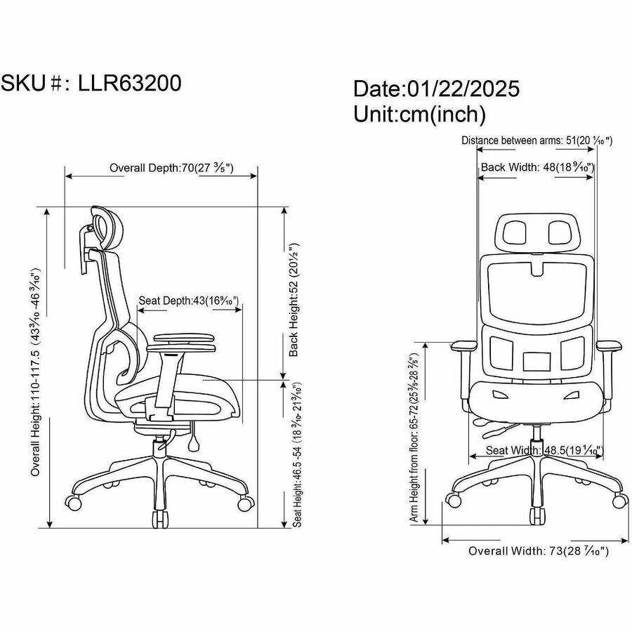 Lorell Ripley All-Mesh High-Back Chair with Articulating Lumbar Support, Black (LLR63200)