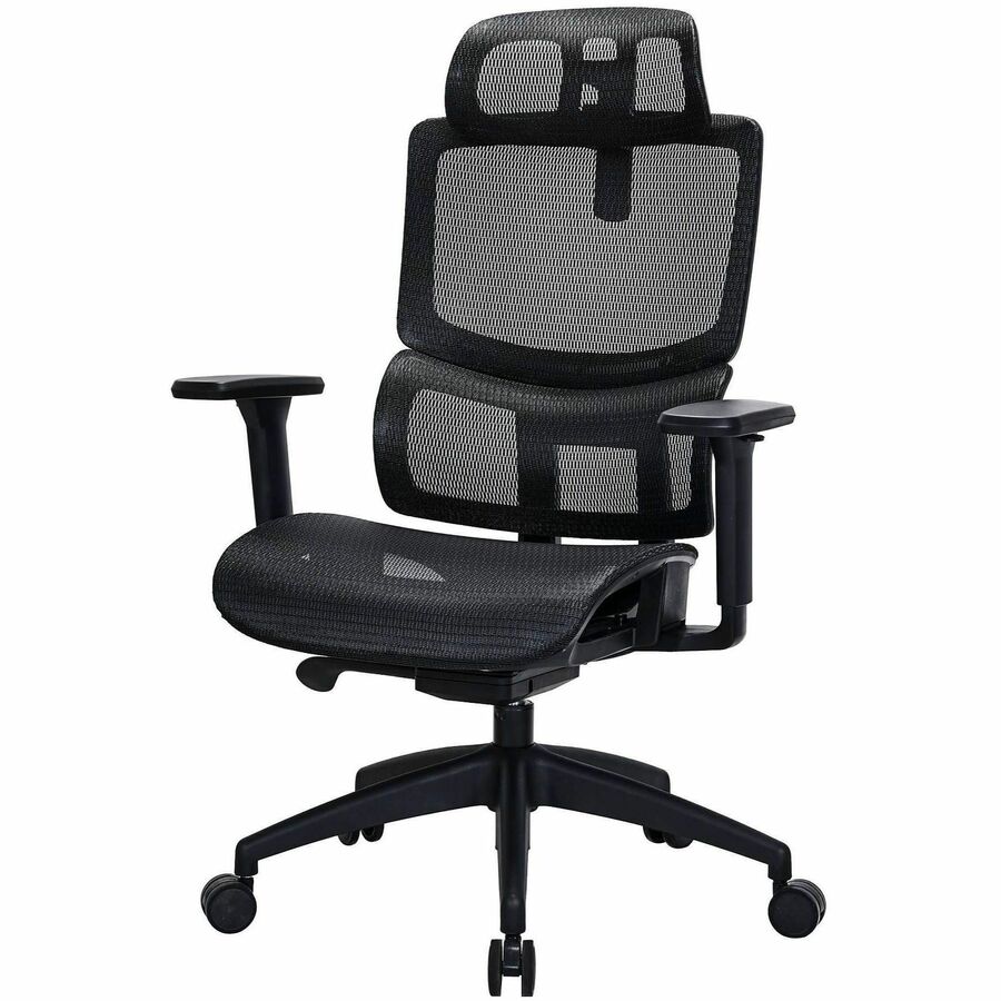 Lorell Ripley All-Mesh High-Back Chair with Articulating Lumbar Support, Black (LLR63200)
