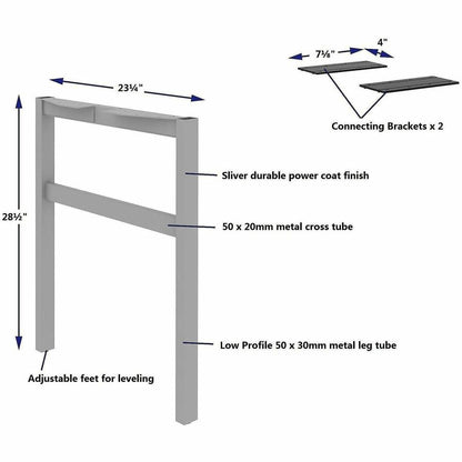 Lorell 16285 Adjustable Table Leg Bases & Returns, Silver (LLR16285)