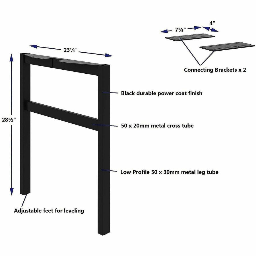 Lorell 16282 Adjustable Table Leg Bases & Returns, Black (LLR16282)