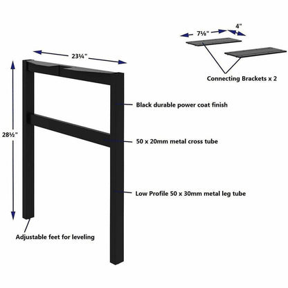 Lorell 16282 Adjustable Table Leg Bases & Returns, Black (LLR16282)