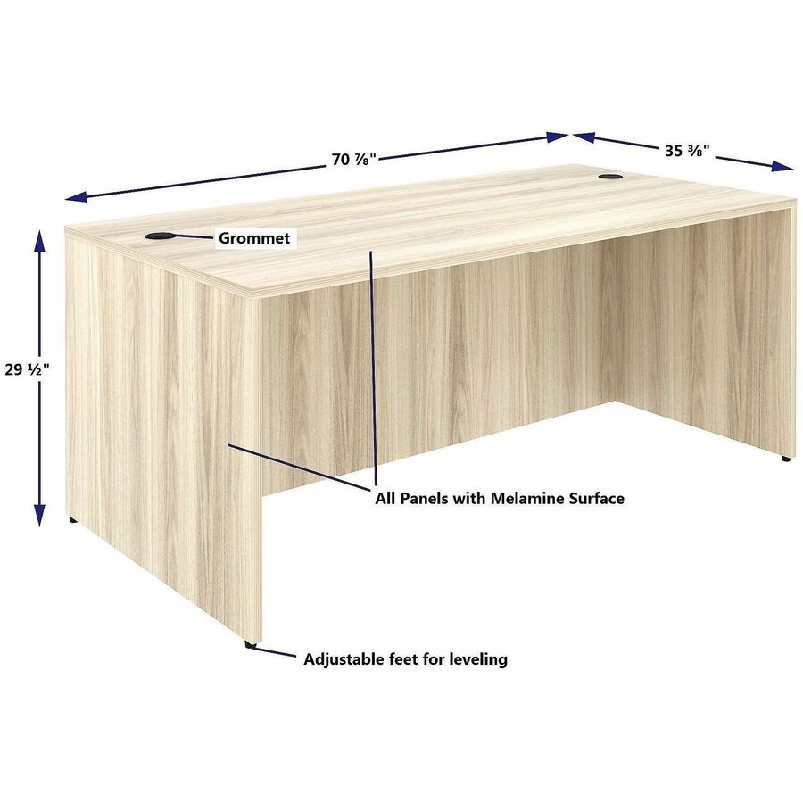 Lorell Essentials Retangular Desk Shell, 29.50" Height x 70.90" Width x 35.40" Depth, Modern Elm (LLR66301)