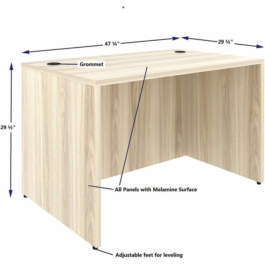 Lorell 66305 Essentials Retangular Desk Shell, Assembly Required, Modern Elm (LLR66305)