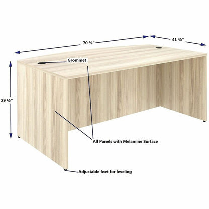 Lorell Essentials Bowfront Desk Shell, Bow Top, Assembly Required, Modern Elm (LLR66300)