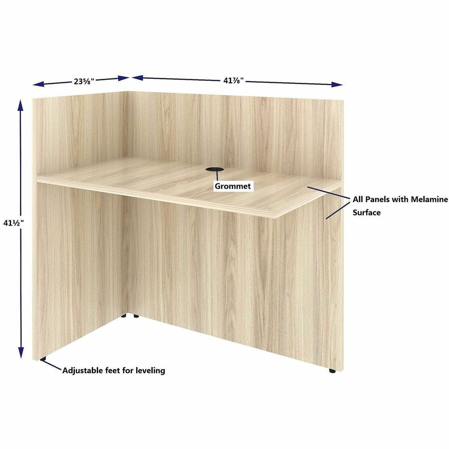 Lorell Essentials Reception Return, 1" Thickness Table Top, 41.5" Height x 42" Width x 24" Depth, Modern Elm (LLR66326)
