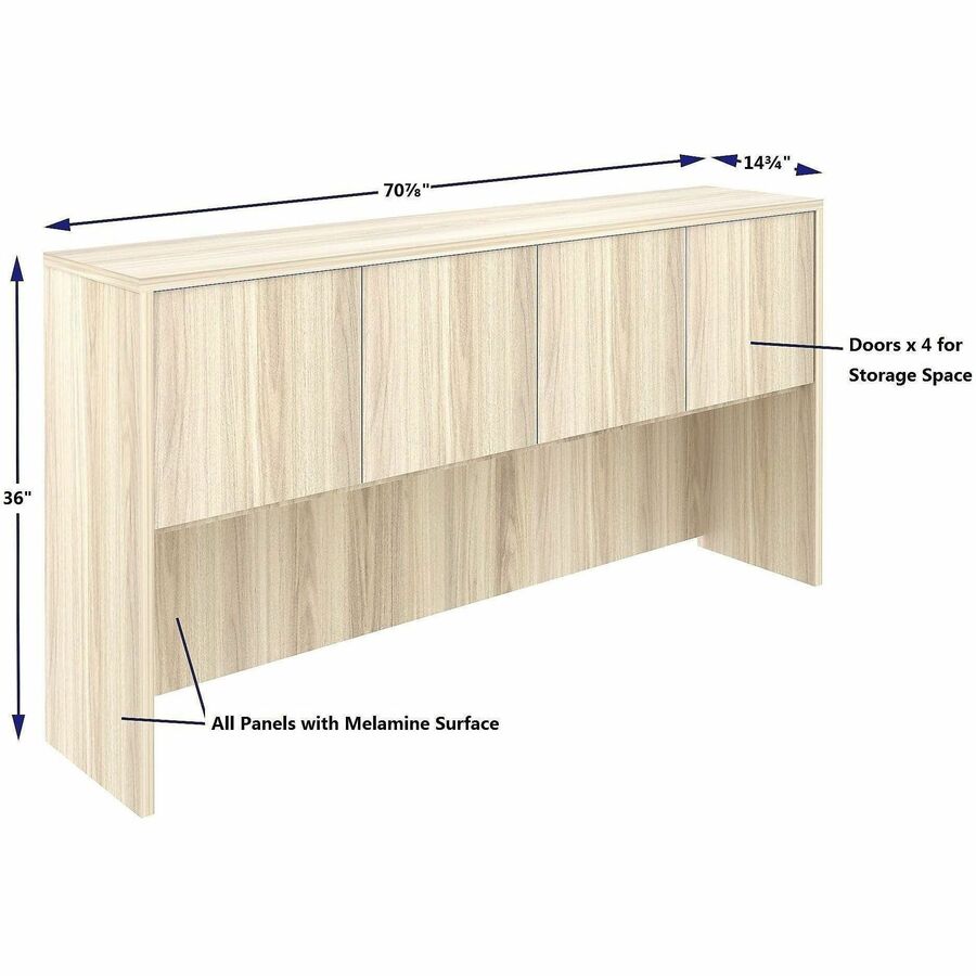 Lorell Essentials 4-Door Stack-On Hutch, 36" Height x 70.9" Width x 14.8" Depth, Modern Elm (LLR66316)