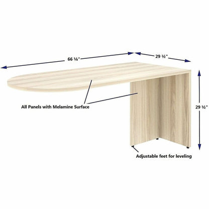 Lorell Essentials Peninsula Desk Box 1 of 2, 1" Thickness Table Top, 29.5" Height x 66" Width x 30" Depth, Modern Elm (LLR66314)