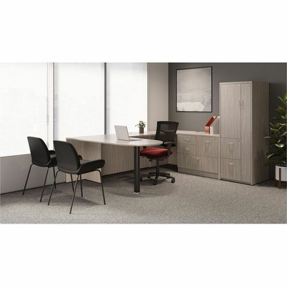 Lorell Essentials Credenza Shell, 1" Thickness Table Top, 29.5" Height x 66" Width x 24" Depth, Silver Brush, Modern Elm (LLR66312)