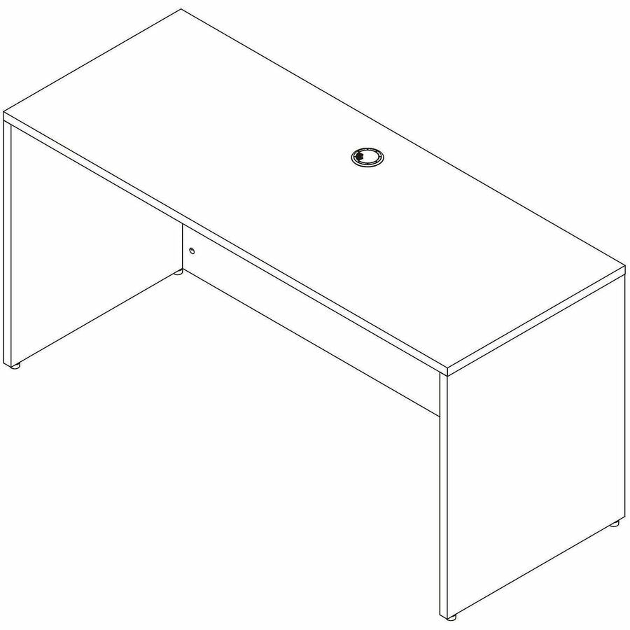 Lorell Essentials Credenza Shell, 1" Thickness Table Top, 29.5" Height x 60" Width x 24" Depth, Silver Brush, Modern Elm (LLR66313)